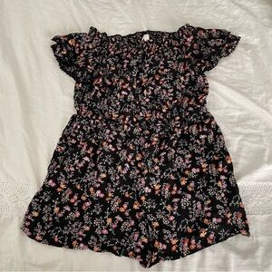 Xhilaration XL Black and Floral off shoulder romper target